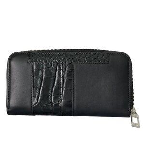 Tod's Italy Croc-embossed Black‎ Leather Zip Wallet, XAMTTA0400M51B999